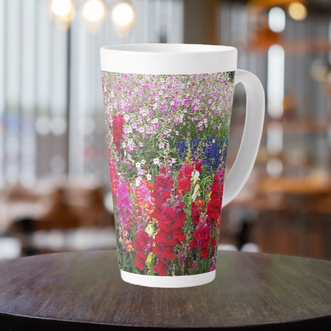 Colorful Snapdragon Garden Floral Latte Mug (In Situ)