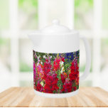 Colorful Snapdragon Garden Floral Teapot<br><div class="desc">White ceramic teapot with lid that features the photo image of a garden of colorful Snapdragon flower. Predominant colors are red and pink. A lovely,  floral design!</div>