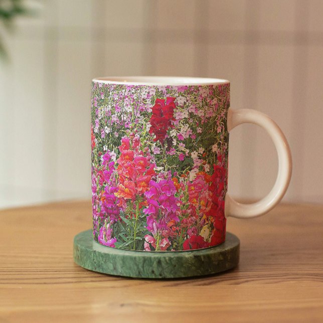 Colorful Snapdragons Garden Floral Coffee Mug (In Situ Coaster)