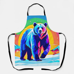 Colorful Snow Bear Art Apron