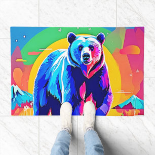 Colorful Snow Bear Art Doormat
