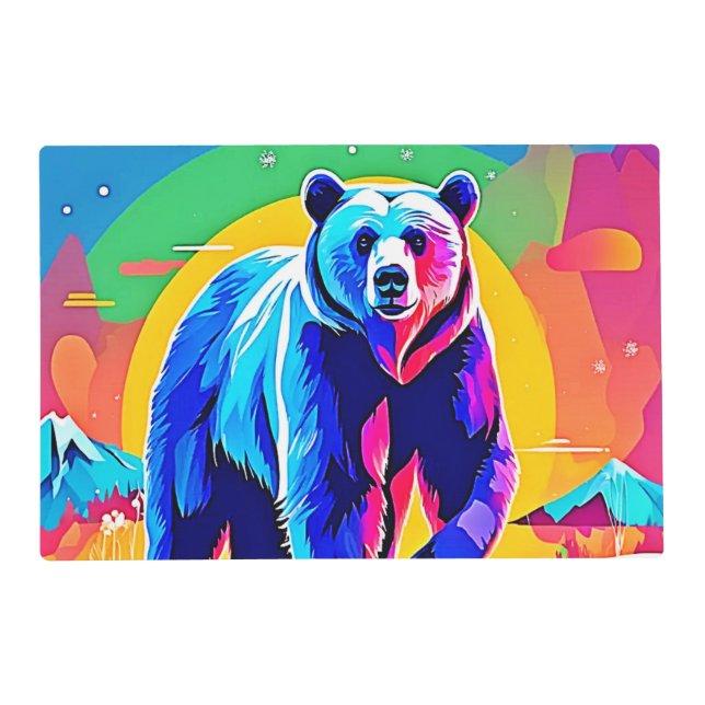 Colorful Snow Bear Art Placemat (Front)
