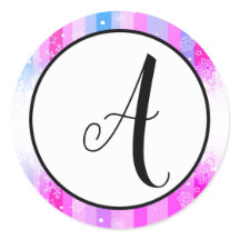 Colorful Snow Initial - Circle Sticker