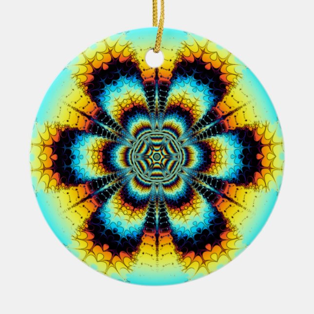 Colorful snowflake ceramic ornament (Front)