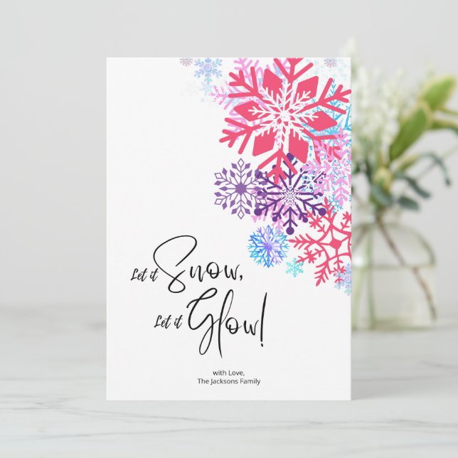 Colorful Snowflake Christmas Cheer Holiday Card (Standing Front)