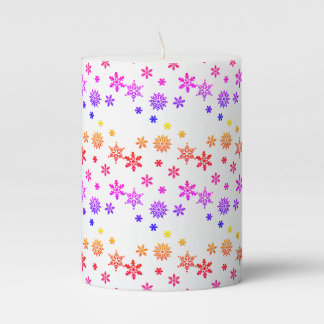 Colorful Snowflake Design Pillar Candle