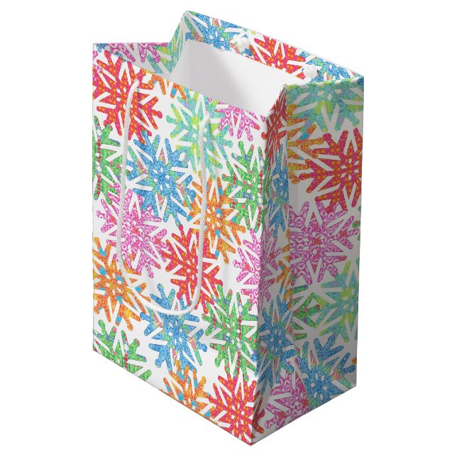 Colorful Snowflake Gift Bag (Front Angled)