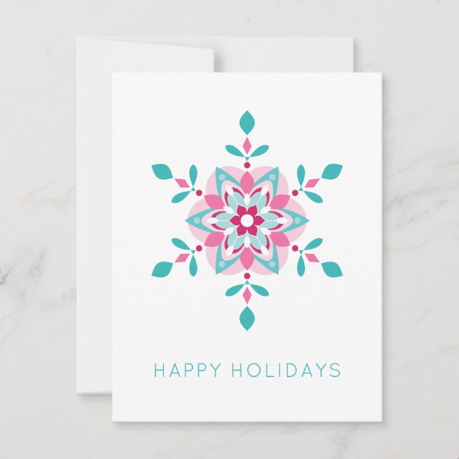 Colorful Snowflake Happy Holidays Custom Holiday Card (Front)