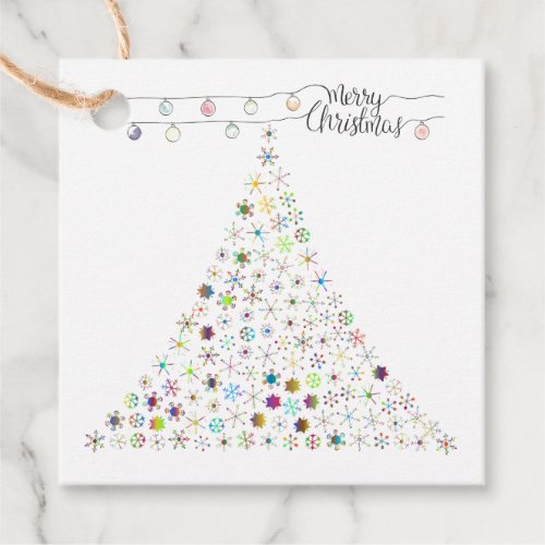 Colorful Snowflake Merry Christmas Tree Party Favor Tags