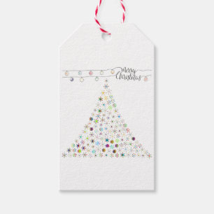 Colorful Snowflake Merry Christmas Tree Party Gift Tags