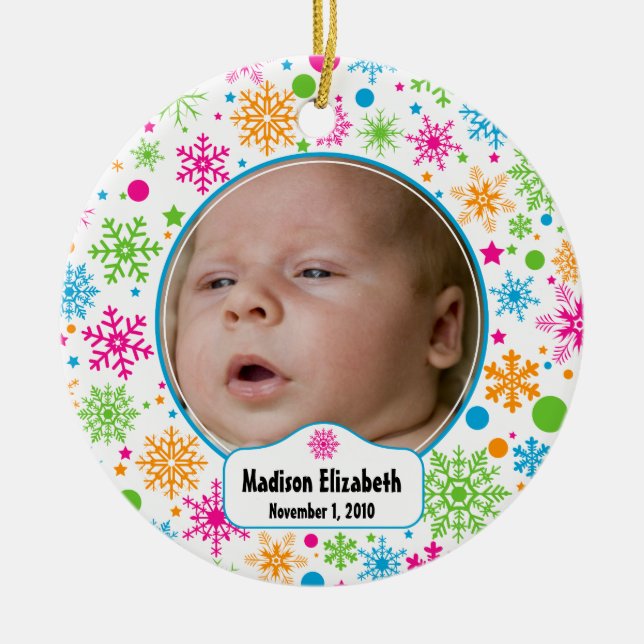 Colorful Snowflake Ornament (Front)