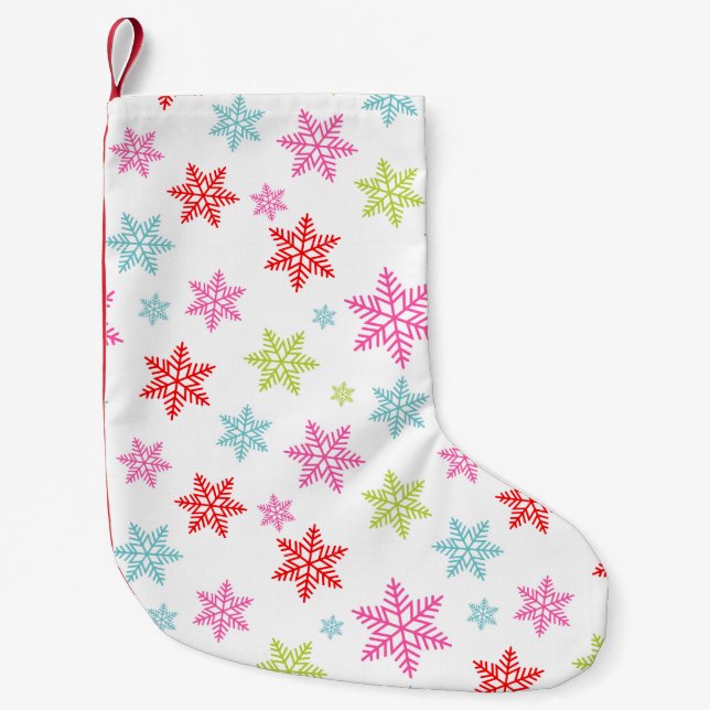 Colorful Snowflake Pattern – Festive Winter Design Small Christmas Stocking (Front)
