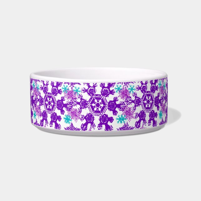 Colorful Snowflake Pet Food Bowl (Front)