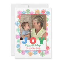 Colorful Snowflake Photo Holiday Card