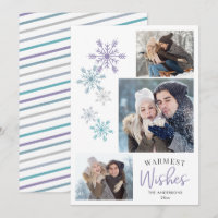 Colorful Snowflake Photo Purple Warmest Wishes
