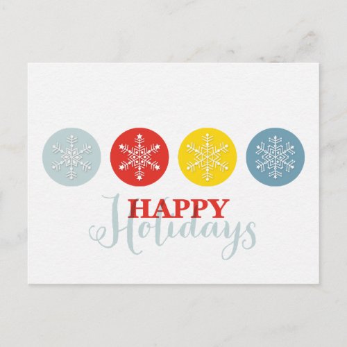 Colorful Snowflakes HolidayChristmas Greeting Holiday Postcard