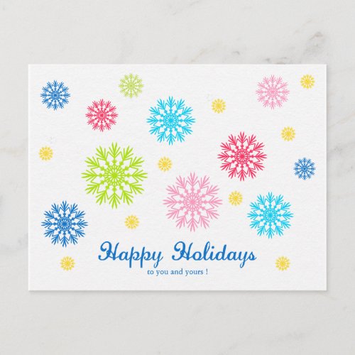 Colorful snowflakes HolidayChristmas Postcard