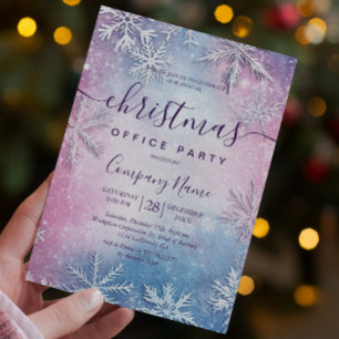 Colorful Snowflakes Holiday Office Party Invitation