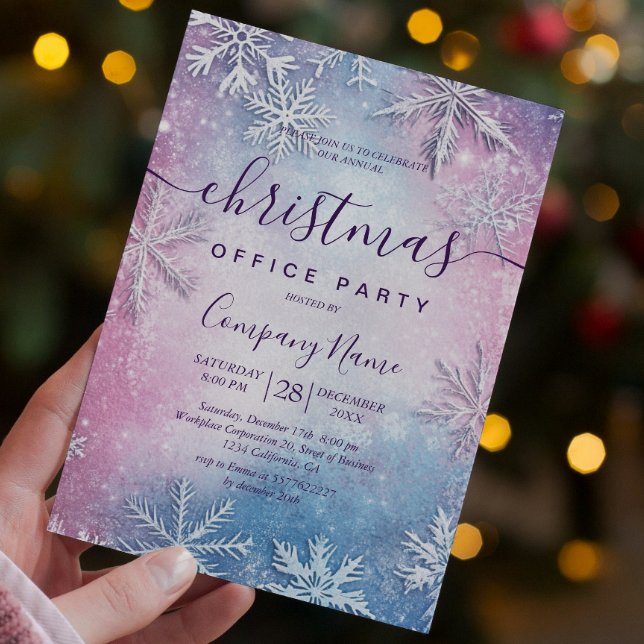 Colorful Snowflakes Holiday Office Party Invitation (Creator Uploaded)