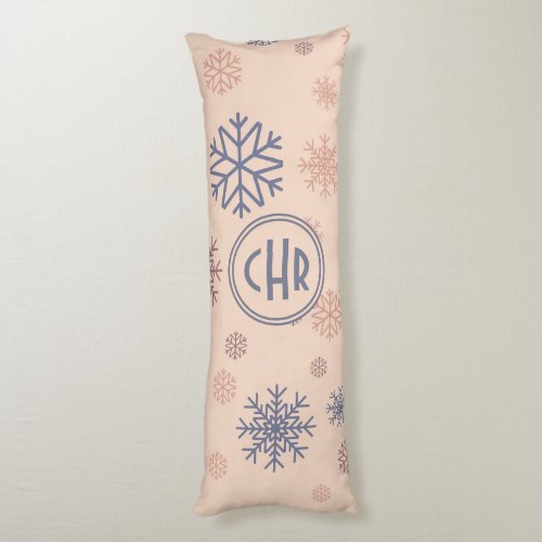 Colorful Snowflakes in Pink Background Body Pillow