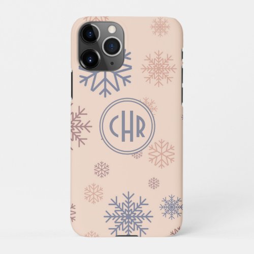 Colorful Snowflakes in Pink Background iPhone 11Pro Case