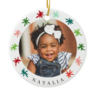 Colorful Snowflakes Kids 2 Photo Name Christmas