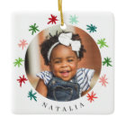 Colorful Snowflakes Kids 2 Photo Name Christmas