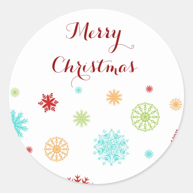 Colorful Snowflakes Merry Christmas Stickers (Front)