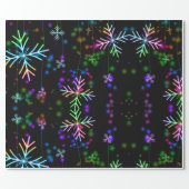 Colorful Snowflakes on Black Wrapping Paper (Flat)