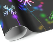 Colorful Snowflakes on Black Wrapping Paper (Roll Corner)