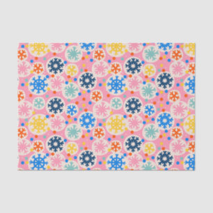 Colorful Snowflakes on Pink Holiday Pattern Tissue Paper