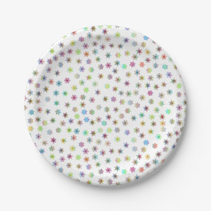 Colorful snowflakes paper plates
