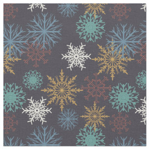 Colorful Snowflakes Pattern Fabric