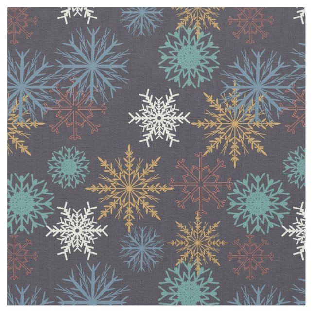 Colorful Snowflakes Pattern Fabric (Close Up)