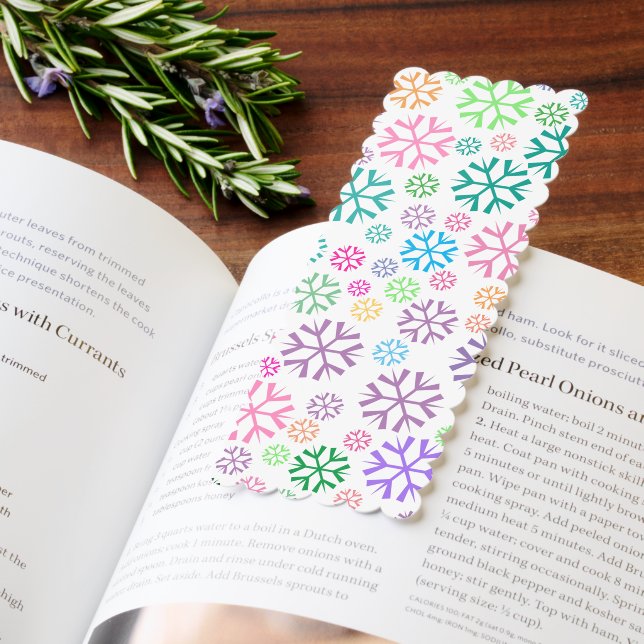 Colorful Snowflakes Pattern on White Bookmarks (Book)