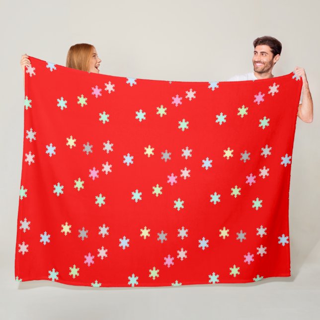 Colorful Snowflakes Red Blanket (In Situ)