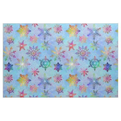Colorful Snowflakes Winter Christmas Pretty Fabric