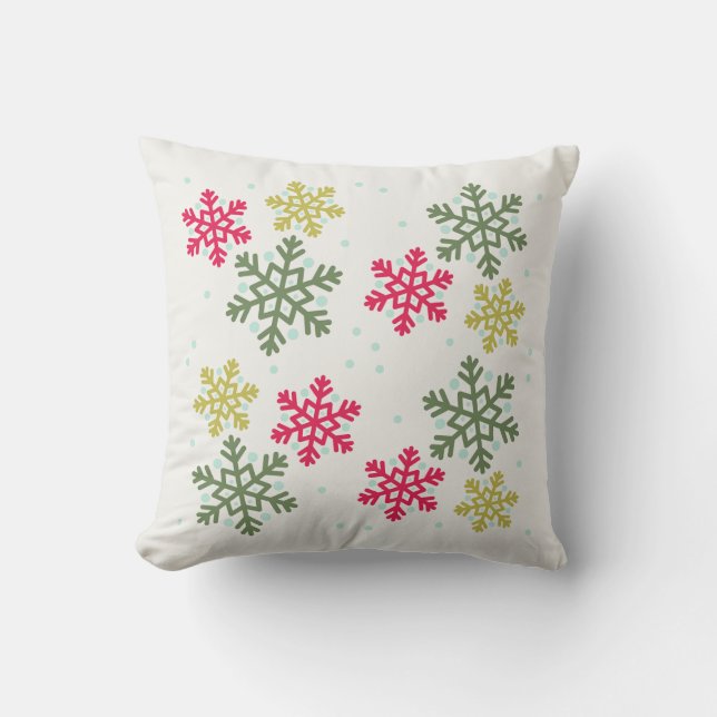  Colorful Snowflakes Winter Pillow (Front)