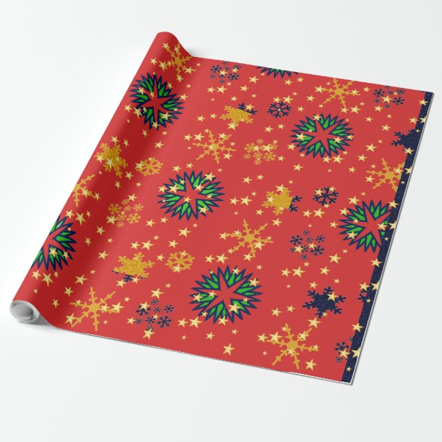 Colorful Snowflakes - Wrapping Paper (Unrolled)