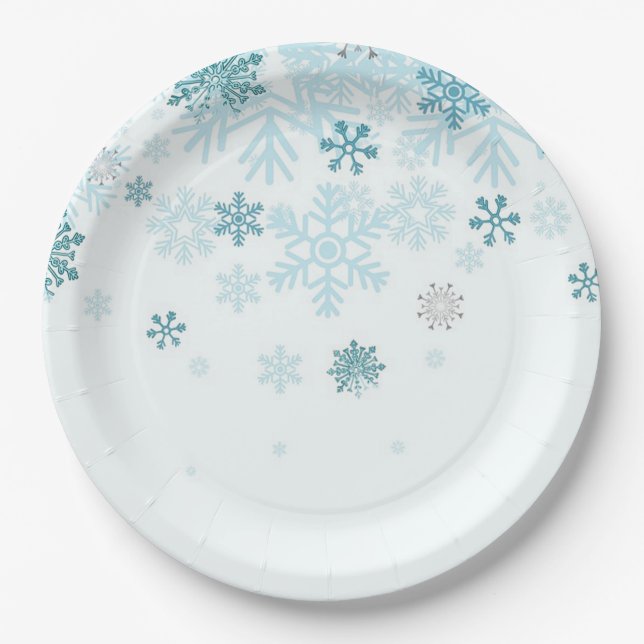 Colorful Snowlakes Paper Plates (Front)