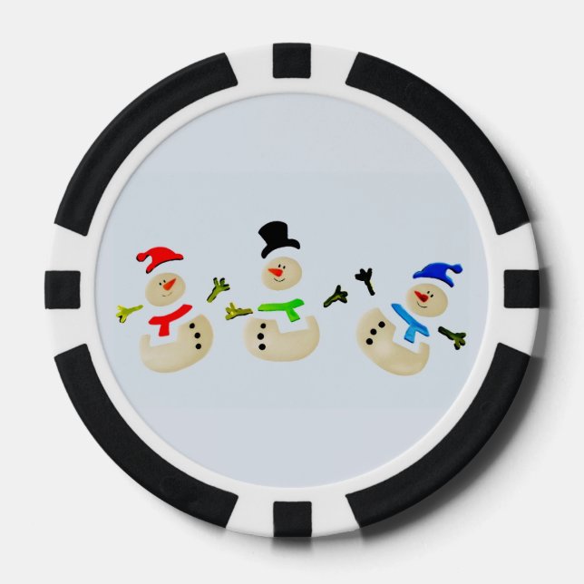 Colorful Snowman Christmas Parade Poker Chips (Front)