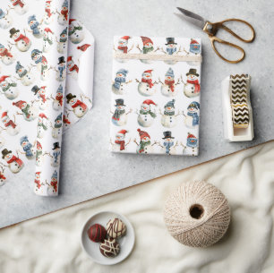 Colorful Snowman Christmas Wrapping Paper