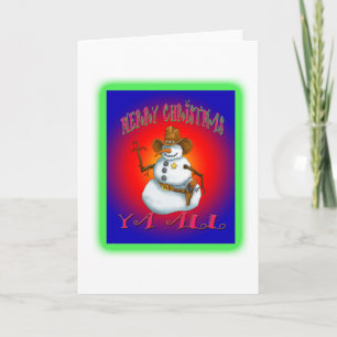 Colorful Snowman design western Howdy Holiday Card