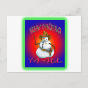 Colorful Snowman design western Howdy Postcard