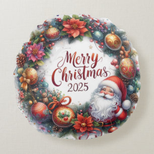 Colorful Snowman & Ornaments Christmas Pillow