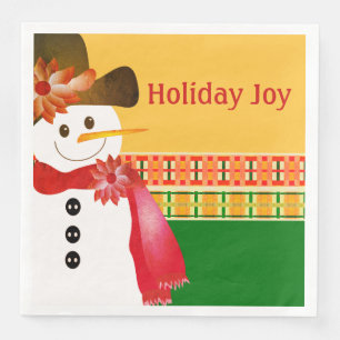 Colorful Snowman Paper Dinner Napkins