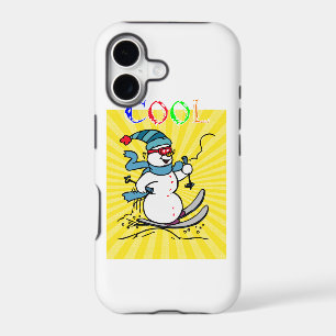 Colorful Snowman Skiing funny cute snowman ski iPhone 17 Case