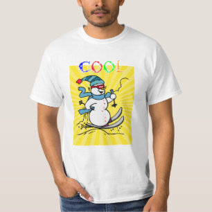 Colorful Snowman Skiing   funny cute snowman   ski T-Shirt