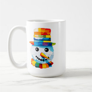 Colorful Snowman Tissue Paper Art Christmas Coffee Mug