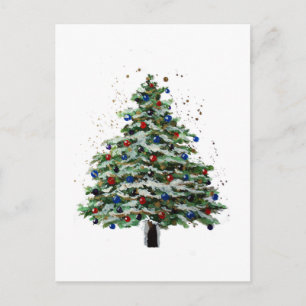 Colorful Snowy Christmas Tree Postcard